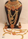 Orange Colour Traditional Designer Chokar And Long Necklace Bridal Set Collection 377